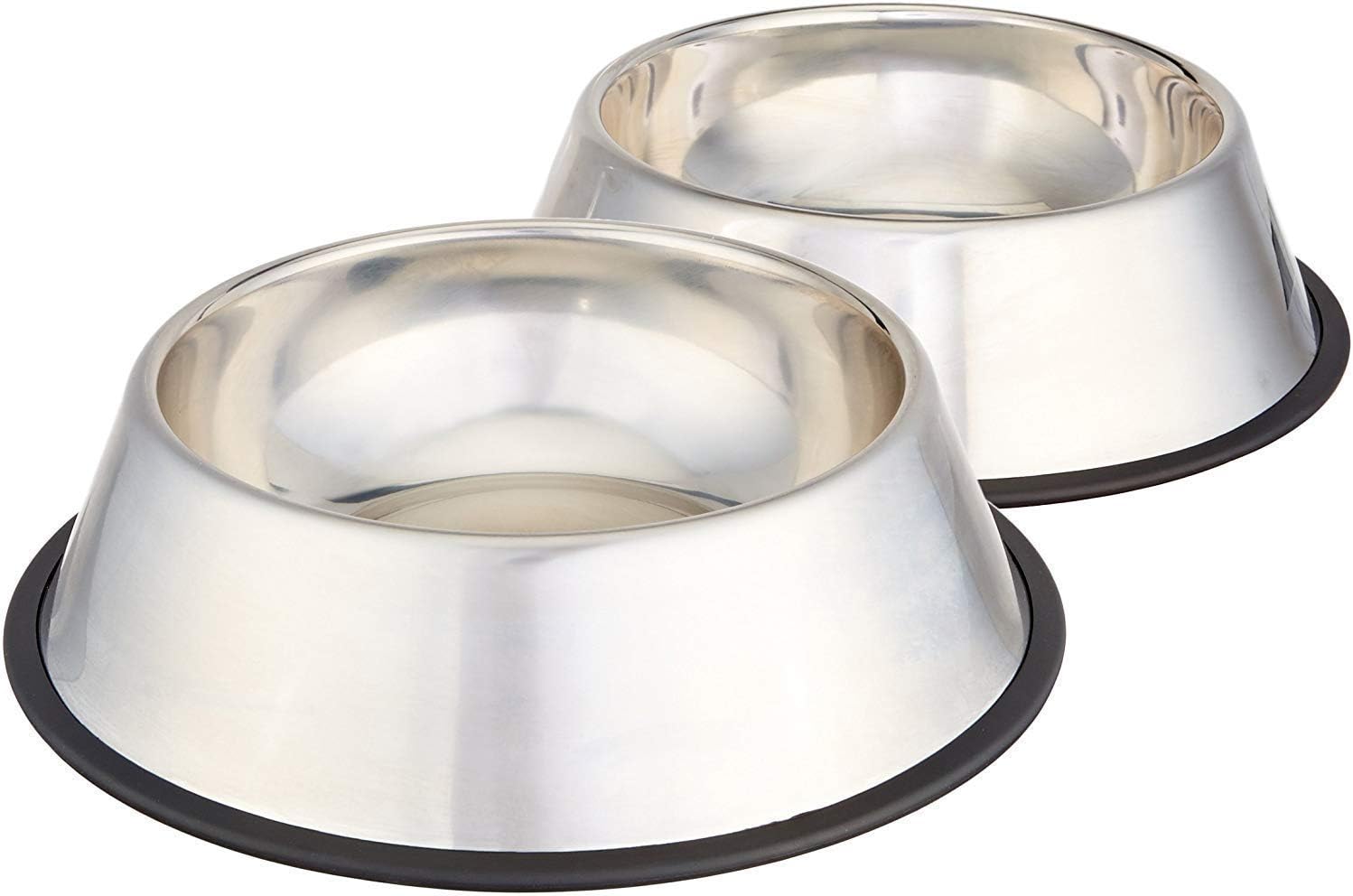 Amazon Basics Stainless Steel Non-Skid Dog Bowls, 2-Pack