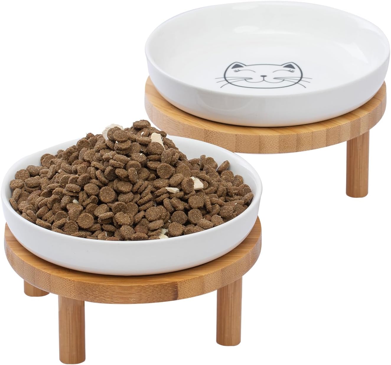 Lusifaco Shallow Elevated Cat Bowls (Set of 2)