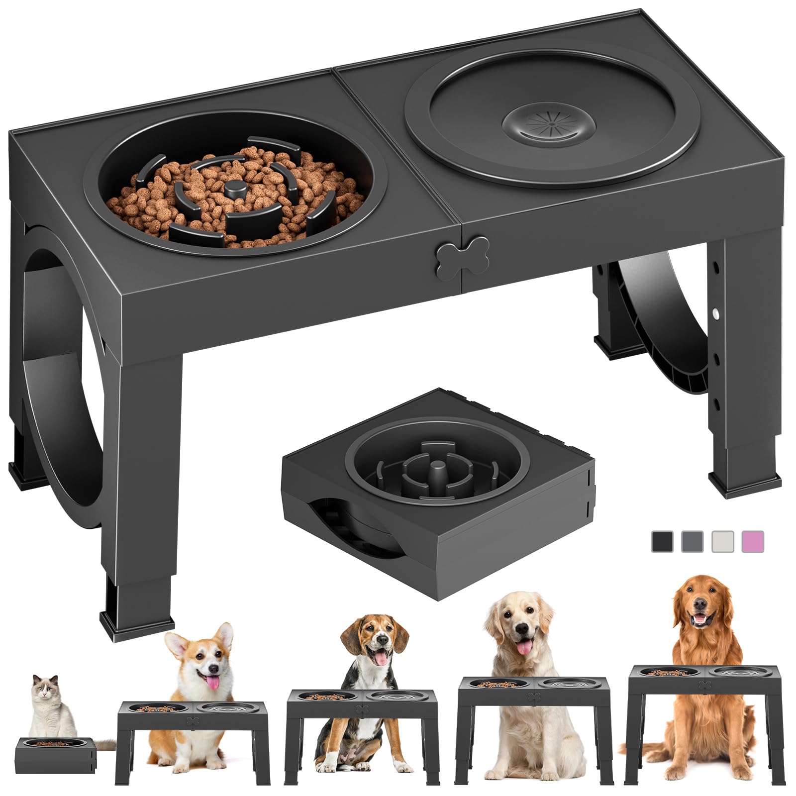 XIAZ Elevated Dog Bowls with Slow Feeder